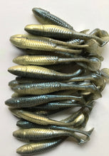 Load image into Gallery viewer, 3.5” SWIMMING MINNOW, PADDLE TAIL, SWIMBAIT, BASS LURE, GREY GHOST (25)