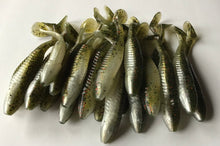 Load image into Gallery viewer, 3.5” SWIMMING MINNOW, PADDLE TAIL, SWIMBAIT, BASS LURE WATERMELON RED GHOST (25)