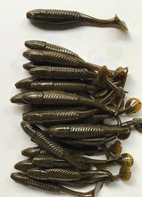 Load image into Gallery viewer, 3.5” SWIMMING MINNOW, PADDLE TAIL, SWIM BAIT, BASS LURE, GREEN PUMPKIN (25)