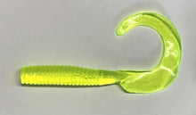 Load image into Gallery viewer, 8" CURL TAIL GRUB,STRIPED BASS,BLUES,COD,FLUKE,PIKE, MUSKY, Clear Chartreuse (15)