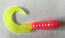 Load image into Gallery viewer, 3” Curly Tail Grubs, Twister Grub, Pink & Chartreuse (25)