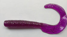 Load image into Gallery viewer, 8” Curl Tail Grub, Fluke,Striped Bass,Cod,Blues, Musky,Pike, Purple Silver Flake (15)