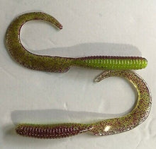 Load image into Gallery viewer, 6" CURLTAIL GRUB, Trailer, Grub, Fluke, Stripers,Bass,Mardi Gras (20)