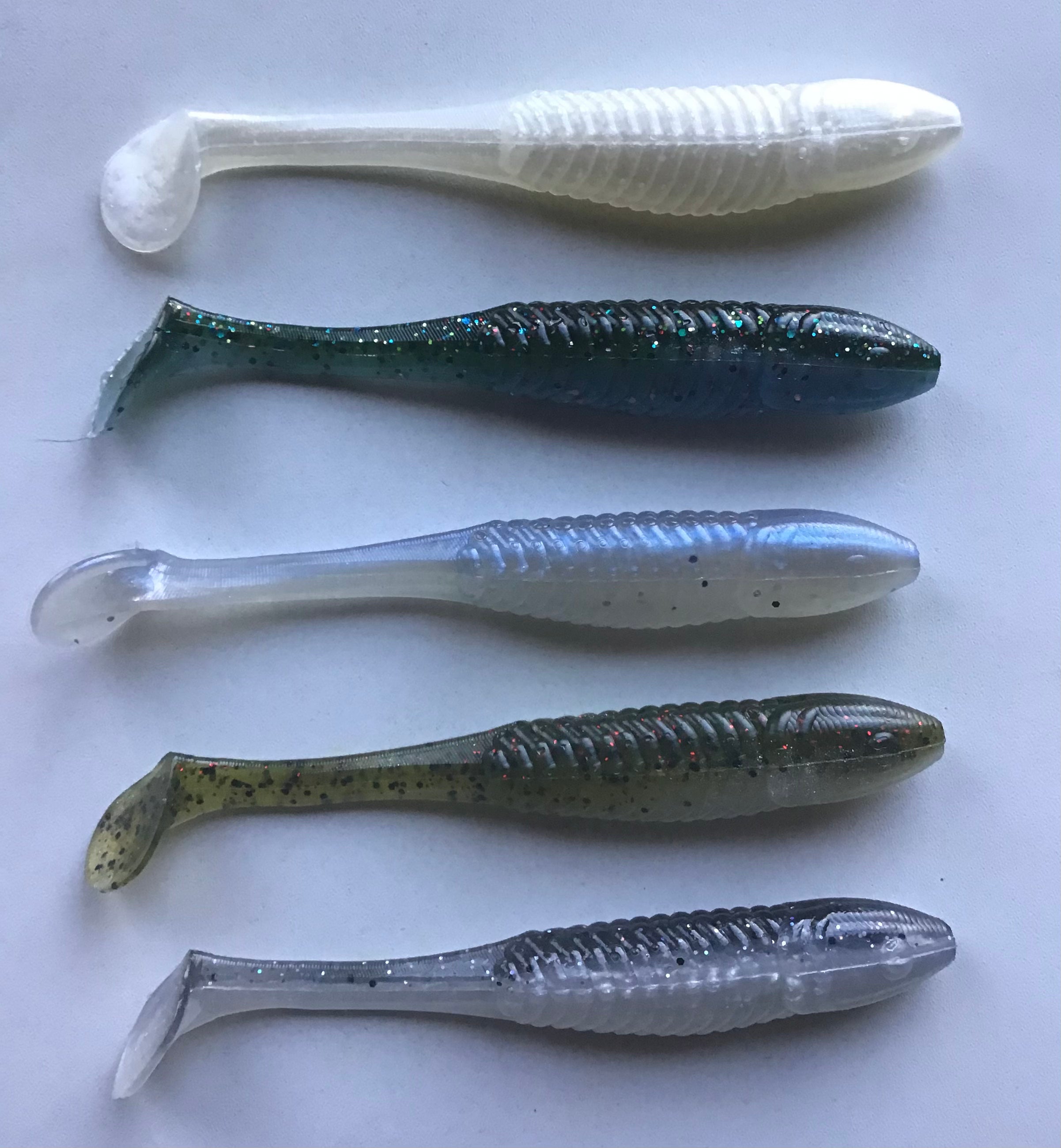 30Pcs Paddle Tail Swimbaits 2 INCH Bicolor Soft Plastic Fishing
