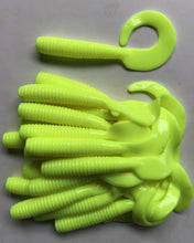 Load image into Gallery viewer, 8" CURL TAIL GRUB,STRIPED BASS,BLUES,COD,FLUKE,PIKE, MUSKY, SILK CHARTREUSE  (15)