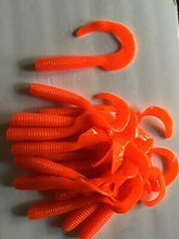Load image into Gallery viewer, 8" CURL TAIL GRUB,STRIPED BASS,BLUES,COD,FLUKE,PIKE, MUSKY, ORANGE (15)