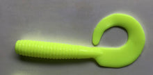 Load image into Gallery viewer, 8" CURL TAIL GRUB,STRIPED BASS,BLUES,COD,FLUKE,PIKE, MUSKY, SILK CHARTREUSE  (15)