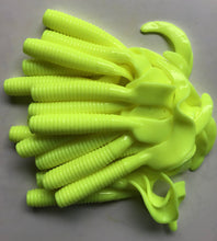 Load image into Gallery viewer, 8" CURL TAIL GRUB,STRIPED BASS,BLUES,COD,FLUKE,PIKE, MUSKY, SILK CHARTREUSE  (15)