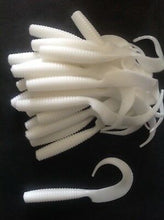 Load image into Gallery viewer, 6" CURLTAIL GRUB, Trailer, Grub, Fluke, Stripers, Walleye, WHITE (20)