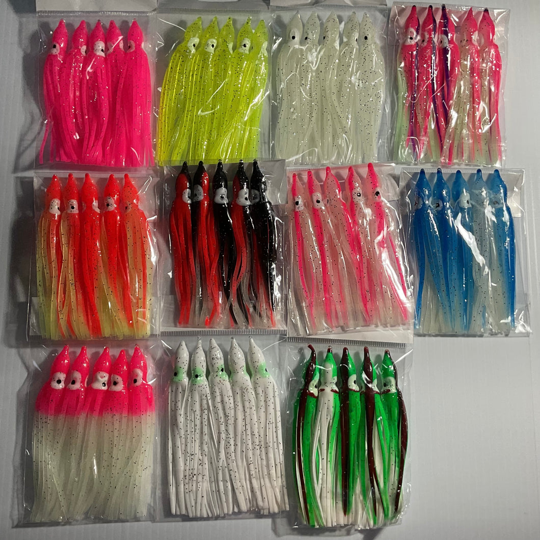 4.8” Squid Skirts, Hoochie Skirts, Octopus Skirts
