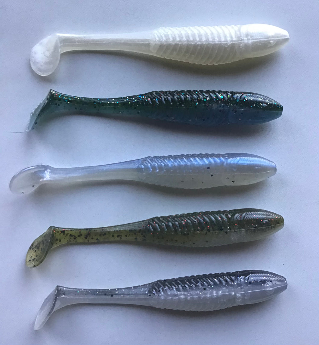 bass rubber lures 5” Paddle Tail, Swimbait,Soft Plastic Bass Fishing Lure, 5 Colors 20 – thewormbar