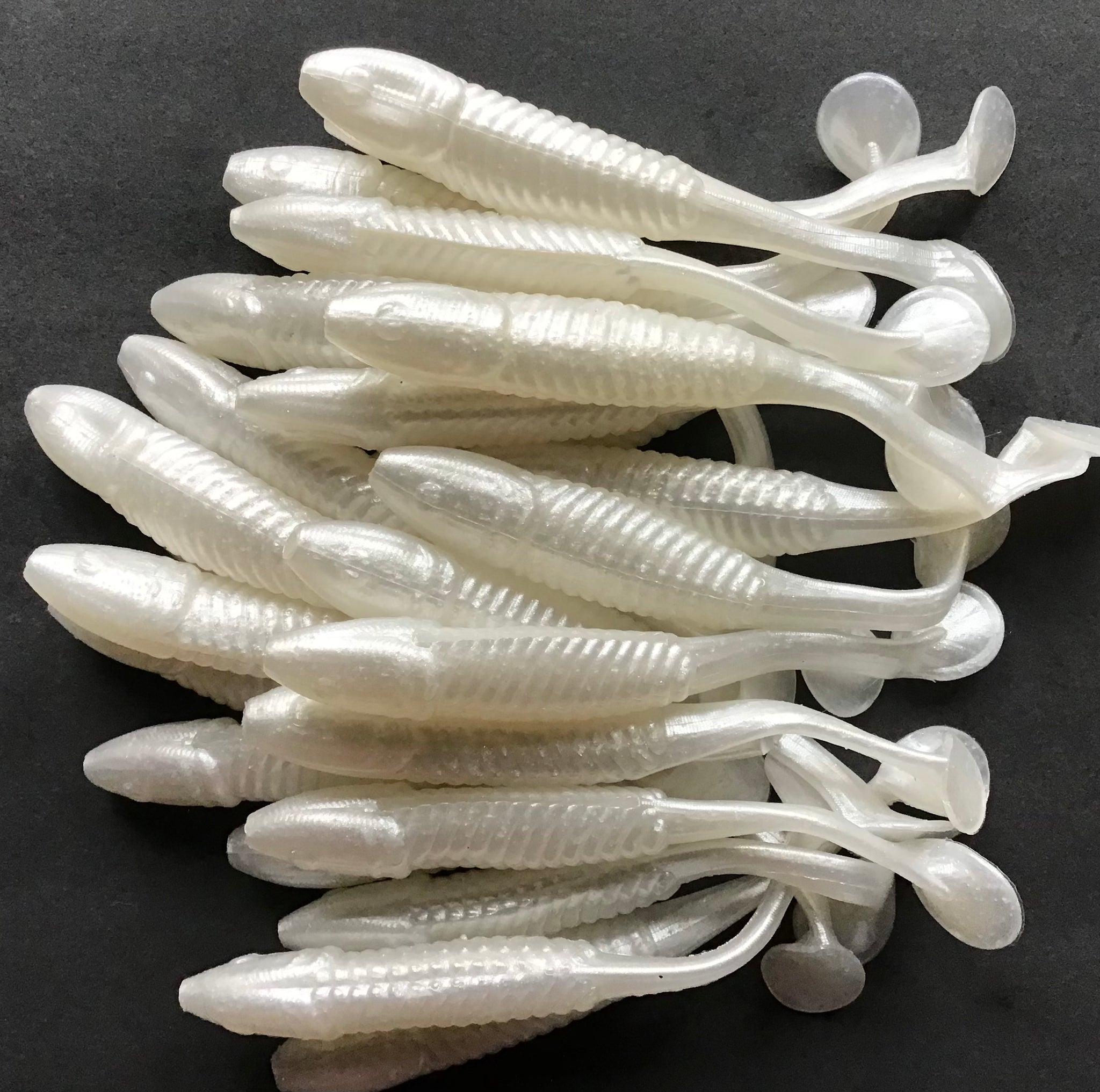 Esca Morbida In Gomma Per Pesca - Paddle Tail Swimbaits - Color Bianco - Esche Siliconiche Artificiali - 3