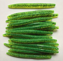 Load image into Gallery viewer, 5” Senko Style Bass Worms, Soft Plastic Bass Lure, CHARTREUSE PEPPER 50
