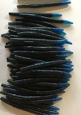 5 SENKO STYLE SOFT PLASTIC ,BASS LURE Blue Black/ Blue Flake Blue Tip –  thewormbar