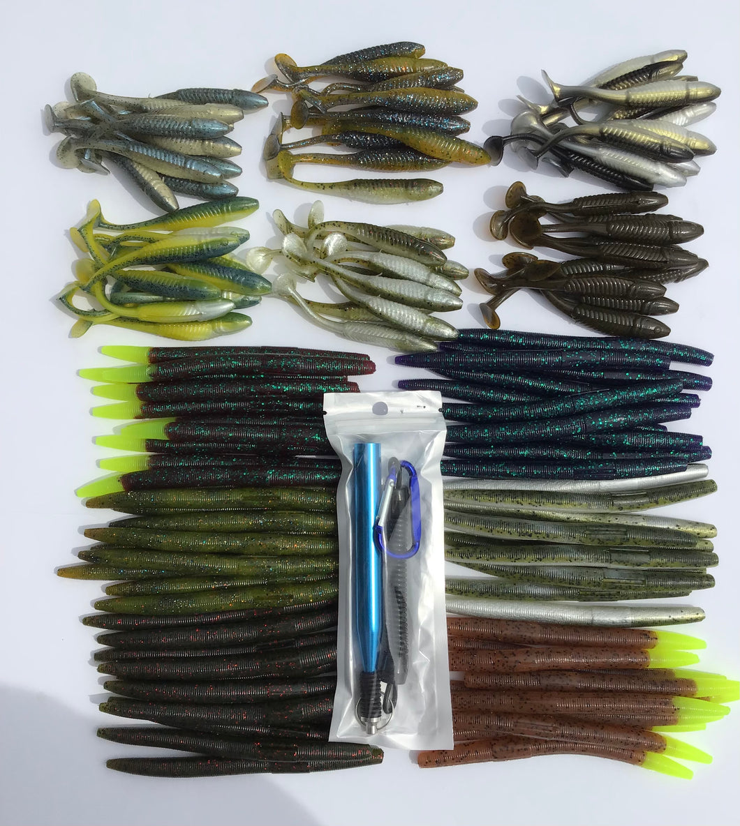 Senko Style Worms & 3.5 Swimming Minnows, Bass Lures (120) FREE WACKY TOOL