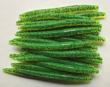 Load image into Gallery viewer, 5” Senko Style Bass Worms, Soft Plastic Bass Lure, CHARTREUSE PEPPER 50
